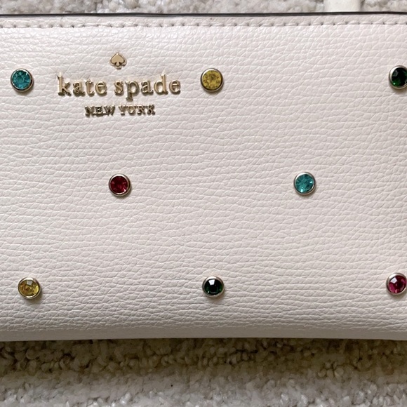 NWT Kate Spade Darcy Large Slim Bifold Leather Embellished Wallet - Picture 6 of 9